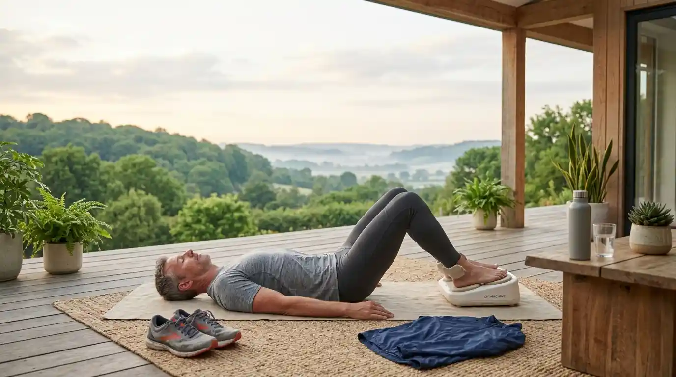 Person using a Chi Machine as part of a post-workout recovery routine